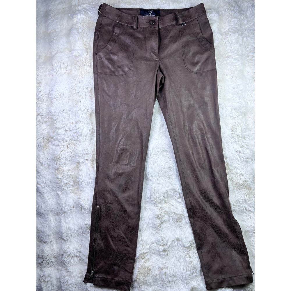 Geiger Herzblut Brown Faux Leather Textured Ankle Zip Pants Austria Size 38. A28